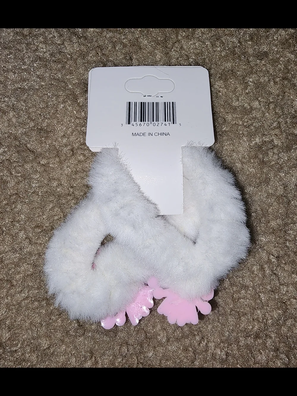 Sanrio White Plush Hair Ties with Pink Character Charms Set/2 $6